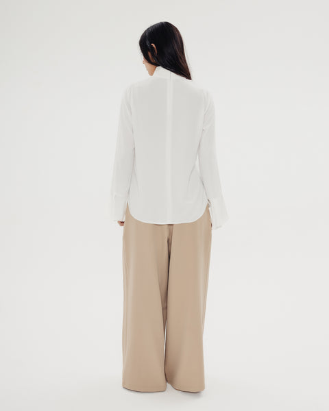 Draped Neck Ruffle Top