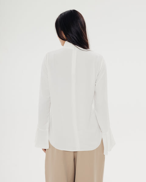 Draped Neck Ruffle Top