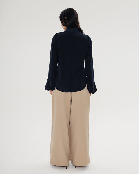 Draped Neck Ruffle Top