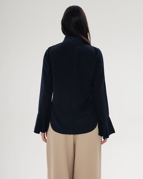 Draped Neck Ruffle Top