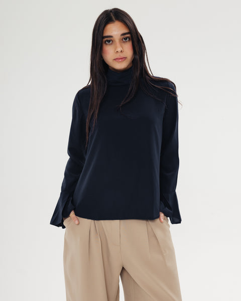 Draped Neck Ruffle Top