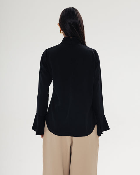 Draped Neck Ruffle Top