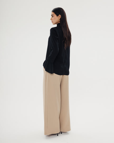 Draped Neck Ruffle Top