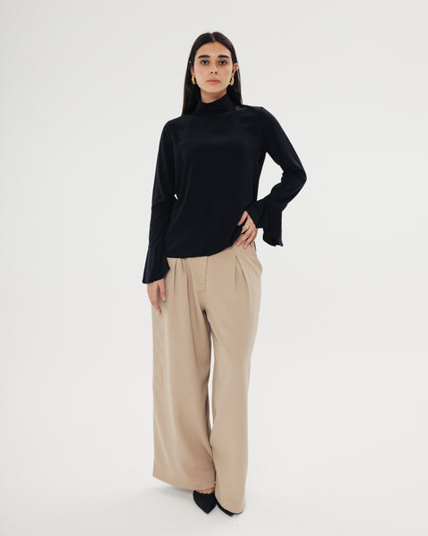 Draped Neck Ruffle Top
