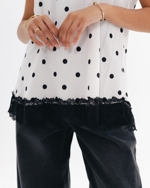 Polka Dot Lace Sleeveless Top