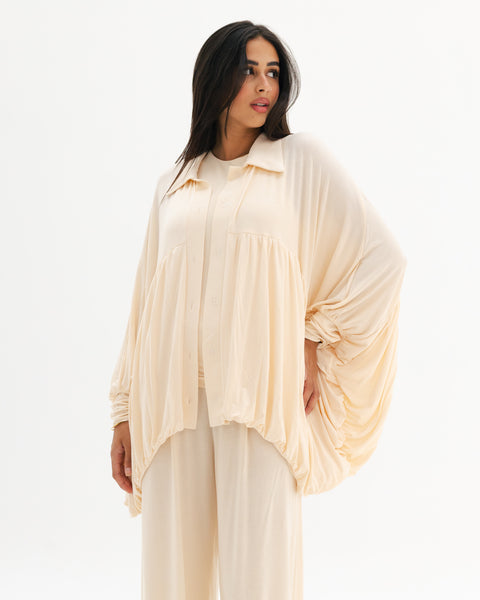 Drape Buttoned Cardigan