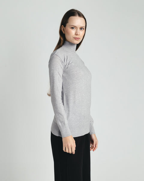 High-Neck Knit Sweater