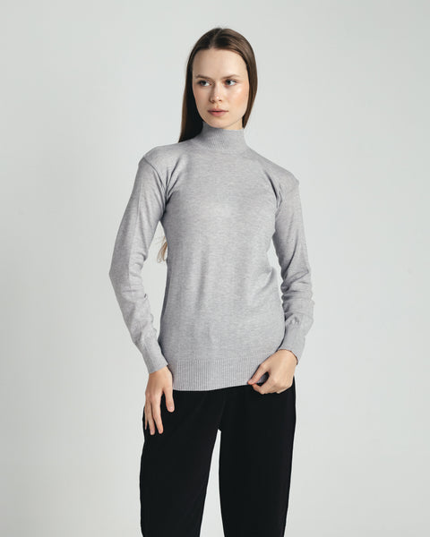 High-Neck Knit Sweater