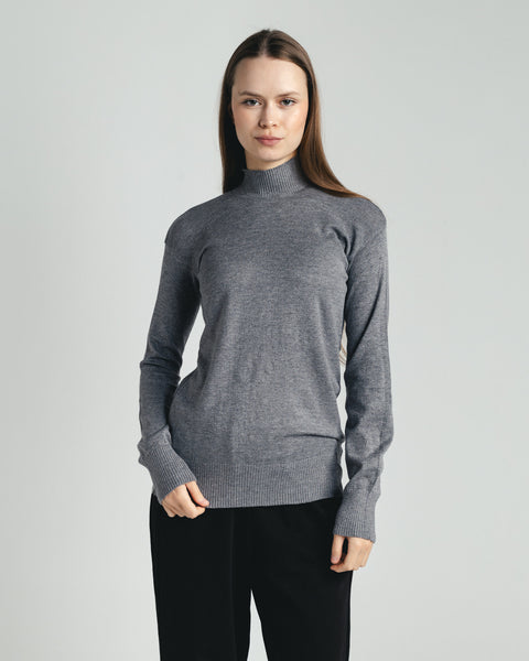 High-Neck Knit Sweater