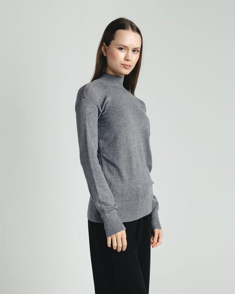 High-Neck Knit Sweater