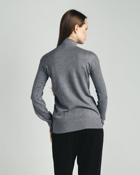 High-Neck Knit Sweater