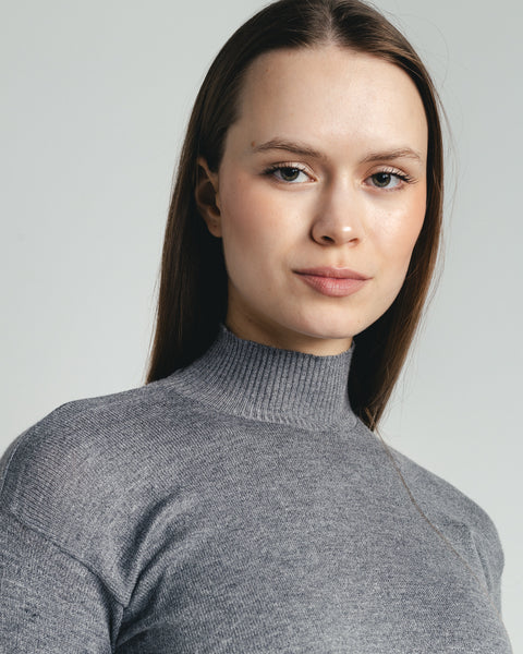 High-Neck Knit Sweater