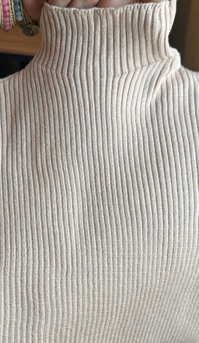 Ribbed Mock-neck Knit Sweater