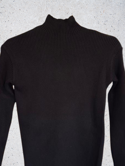 Ribbed Mock-neck Knit Sweater