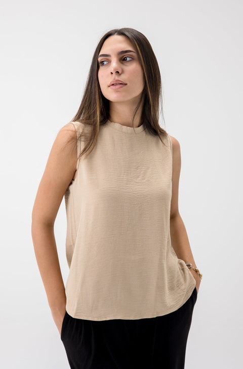 Short Linen Sleeveless Top