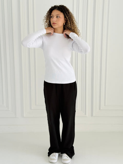 Regular Fit Ribbed Long Sleeve Top