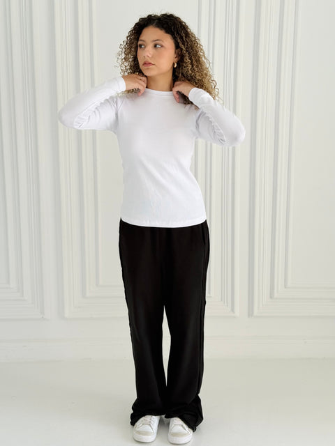 Regular Fit Ribbed Long Sleeve Top