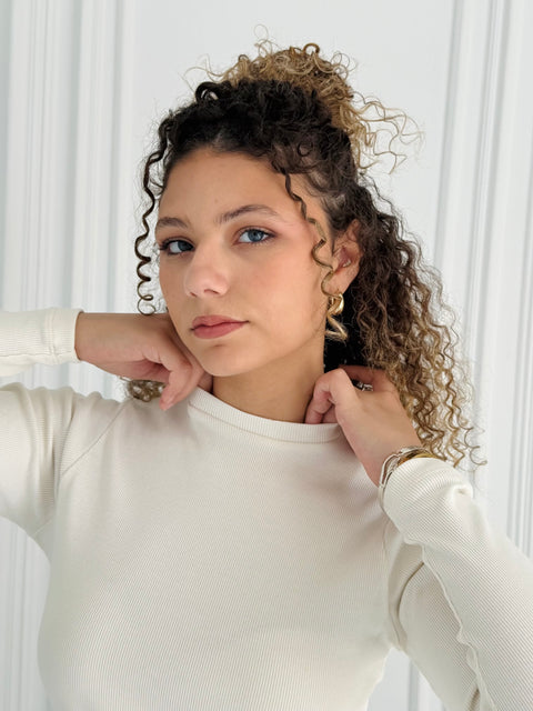 Regular Fit Ribbed Long Sleeve Top