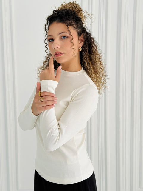 Regular Fit Ribbed Long Sleeve Top
