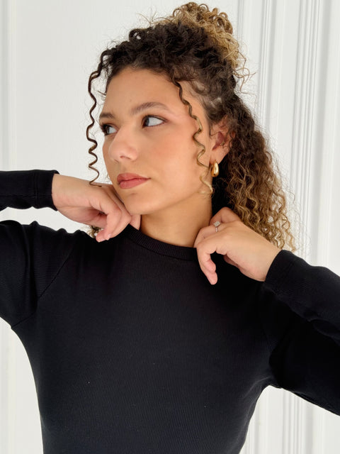 Regular Fit Ribbed Long Sleeve Top
