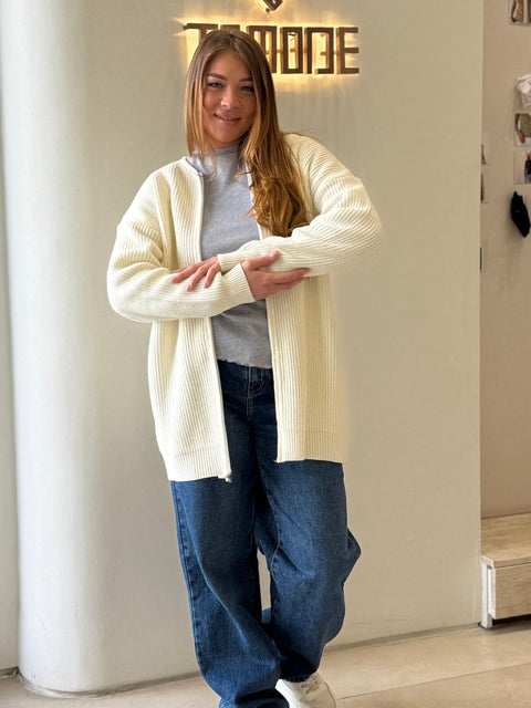 Ribbed Zipper Sweater