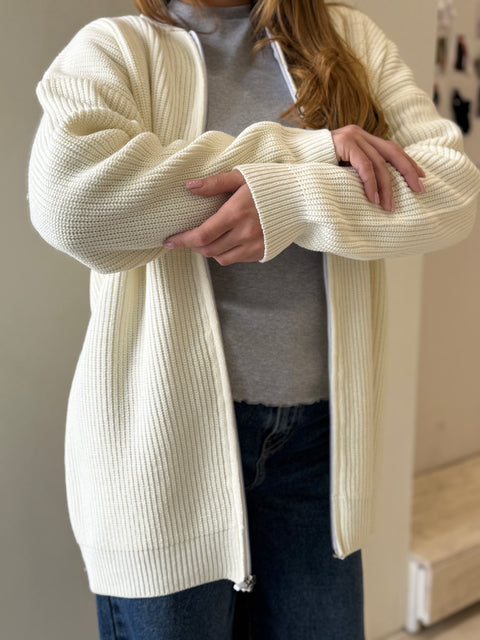 Ribbed Zipper Sweater