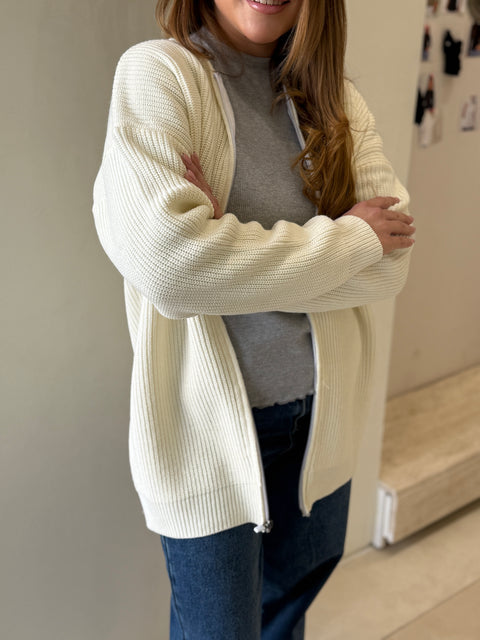 Ribbed Zipper Sweater