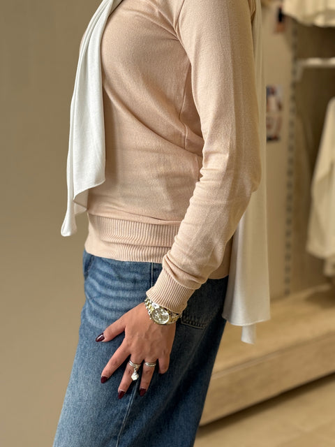High-Neck Knit Sweater