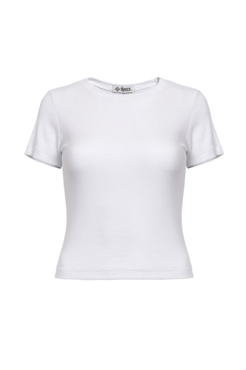 Ribbed Crew-neck Half Sleeve Top