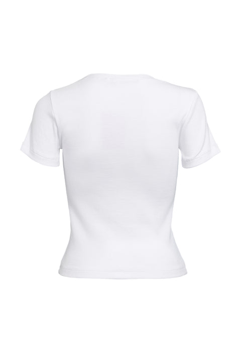 Ribbed Crew-neck Half Sleeve Top