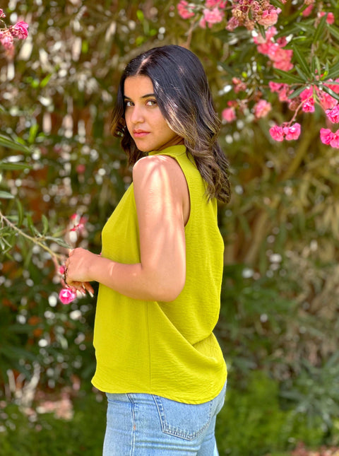 Short Linen Sleeveless Top