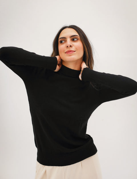 High-Neck Knit Sweater