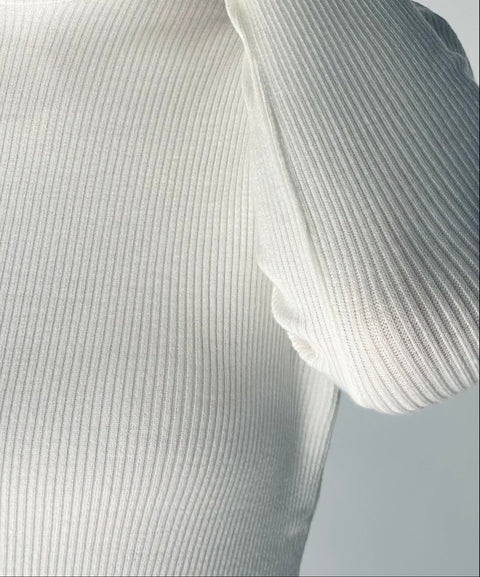 Ribbed Mock-neck Knit Sweater