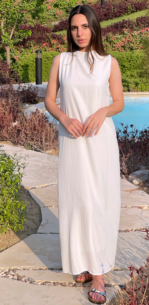 Basic White Sleeveless Dress