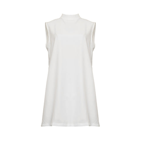 Linen High-Neck Sleeveless Blouse