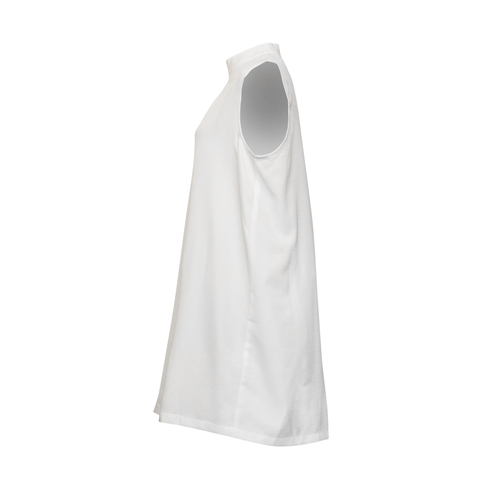 Linen High-Neck Sleeveless Blouse