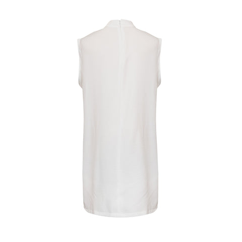 Linen High-Neck Sleeveless Blouse